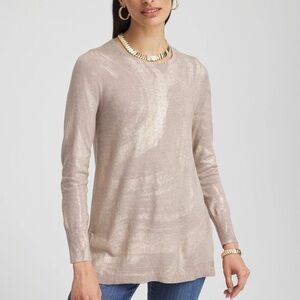 Chico’s Foil Crew Neck Sweater Tunic Size Medium